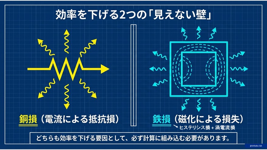最大効率の条件:可変損と固定損が一致するポイント