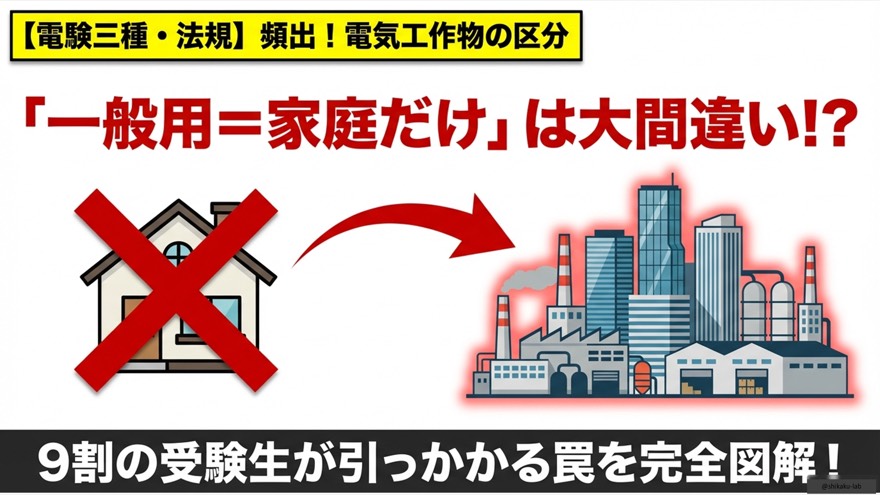 【電験三種 法規】頻出！電気工作物の区分｜一般用イコール家庭だけは大間違い！9割の受験生が引っかかる罠を完全図解