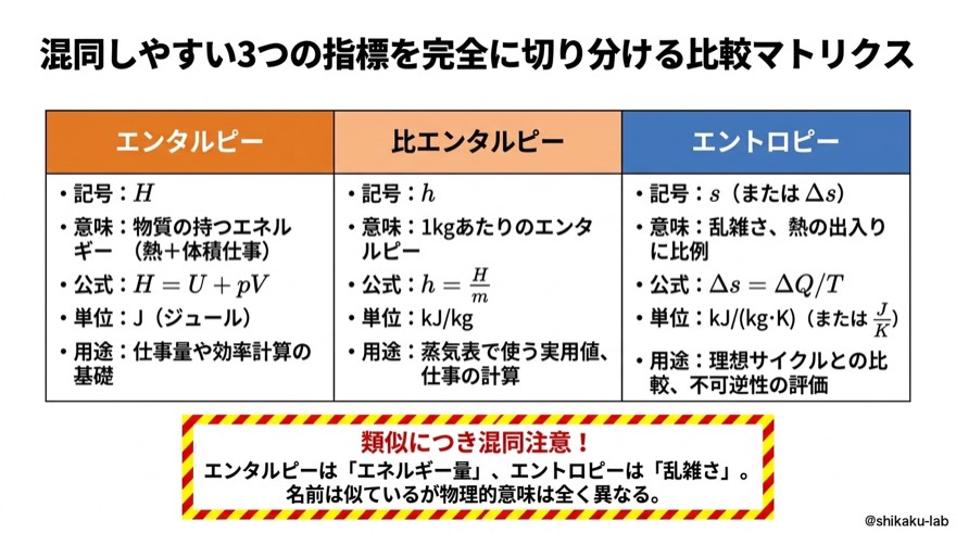 3指標を完全に切り分ける比較マトリクス