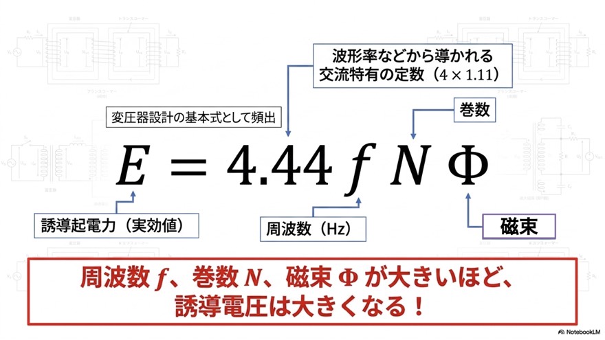E=4.44fNΦの正体|なぜ4.44なのか