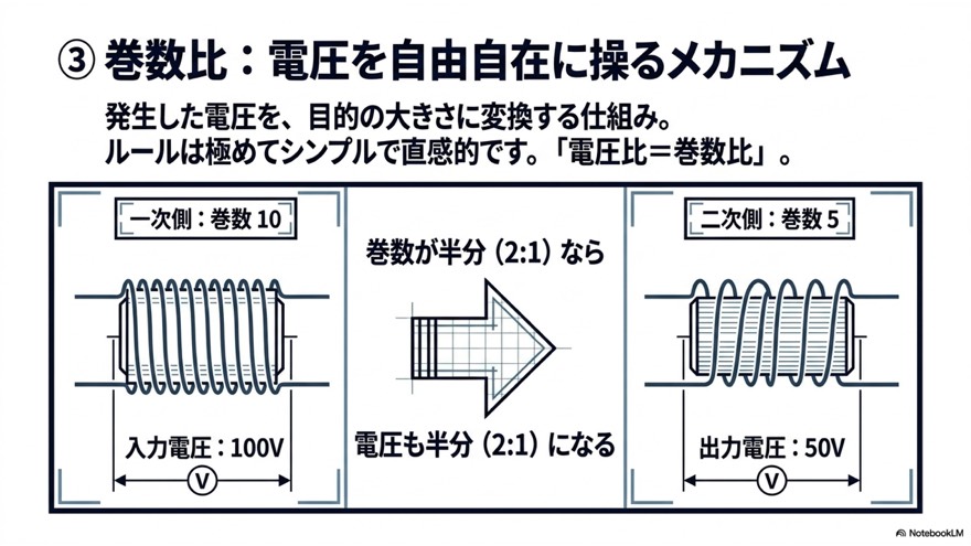 巻数比|電圧を自由自在に操るメカニズム