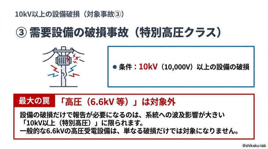10kV以上の設備破損|対象事故③