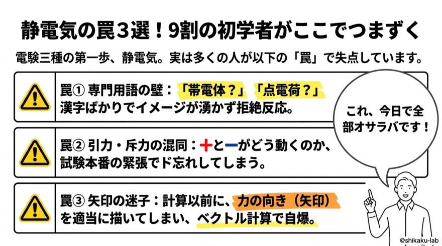 静電気の罠3選|9割がここでつまずく