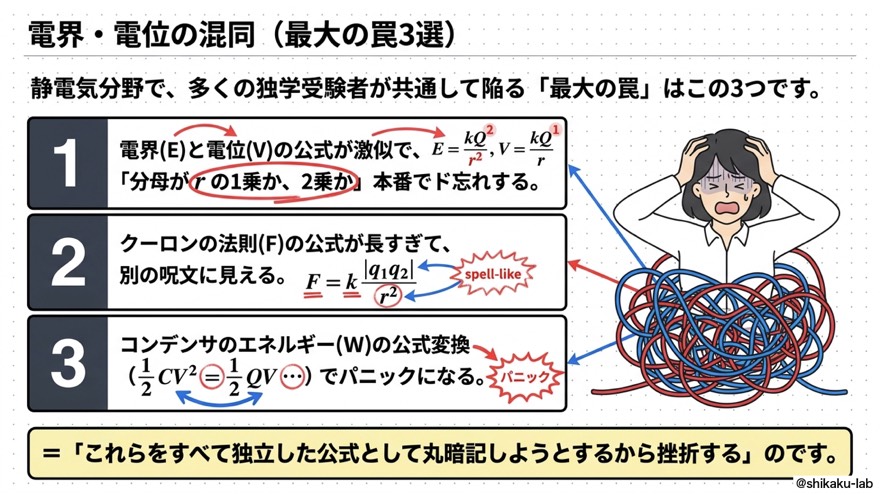 電界Eと電位Vの混同、9割が落ちる最大の罠3選