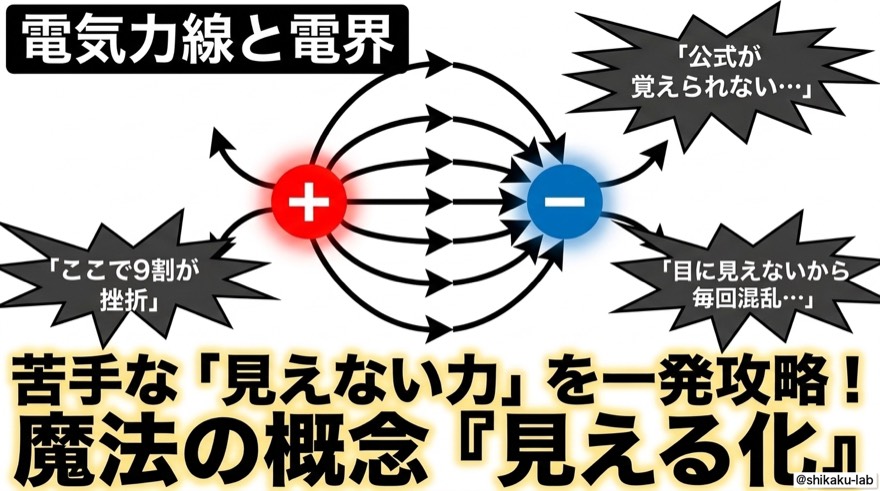 電気力線と電界|苦手な「見えない力」を一発攻略する見える化の魔法【電験三種 理論】