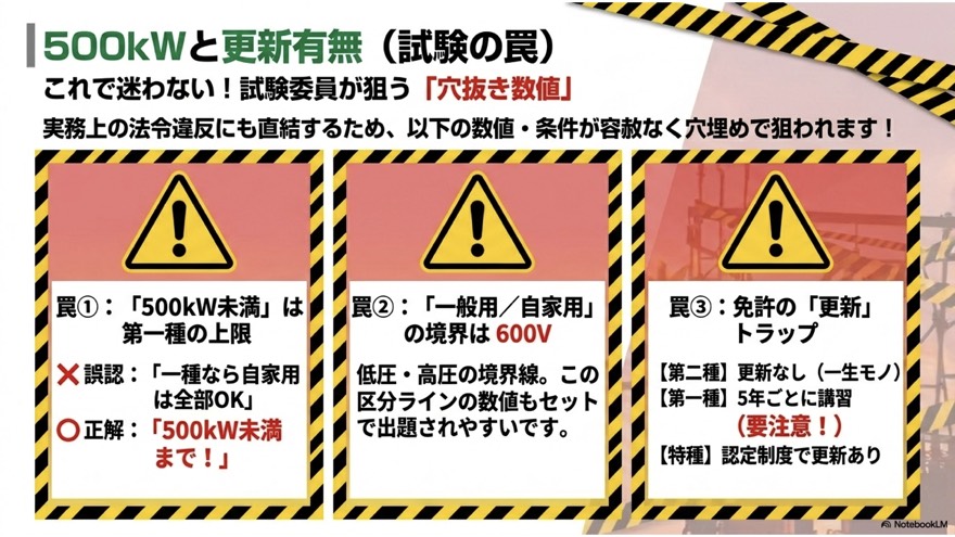 500kWと更新の有無(試験で狙われる穴あき数値)