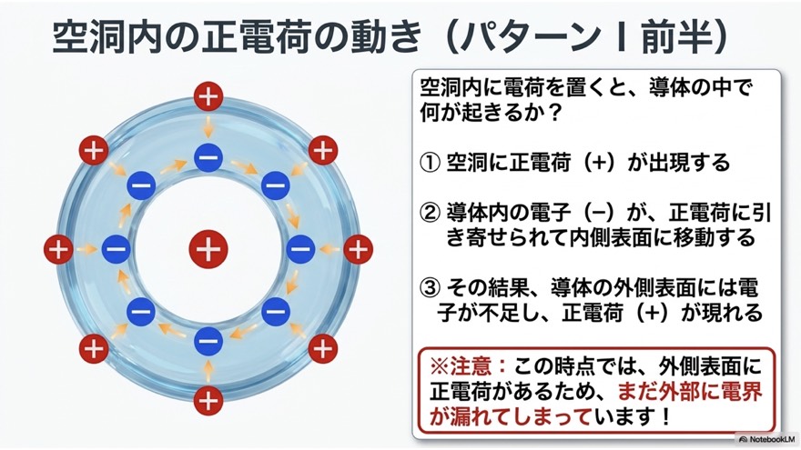 空洞内の正電荷の動き(パターンI 前半)