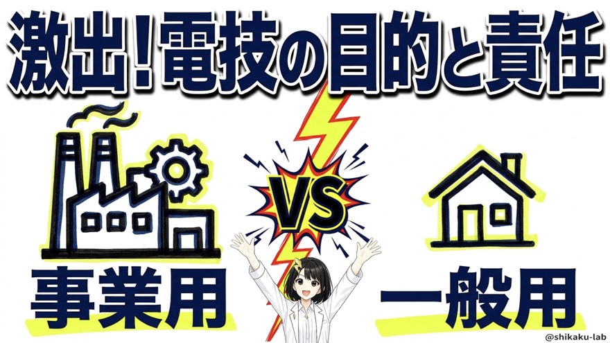 電技の目的と電気工作物の責任|事業用と一般用を攻略