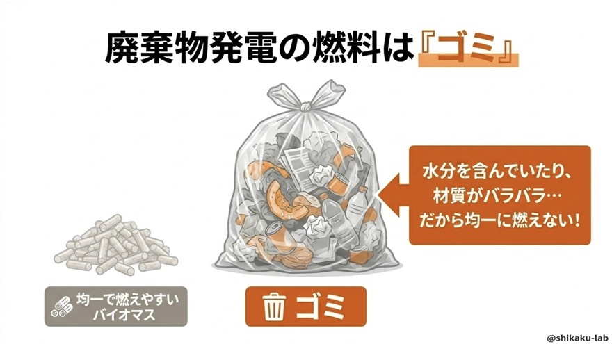 廃棄物発電の燃料はゴミ|均一に燃えない理由