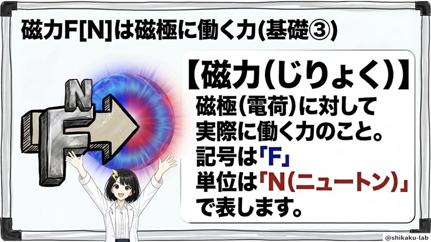 磁力Fは磁極に働く力|基礎③単位はニュートン