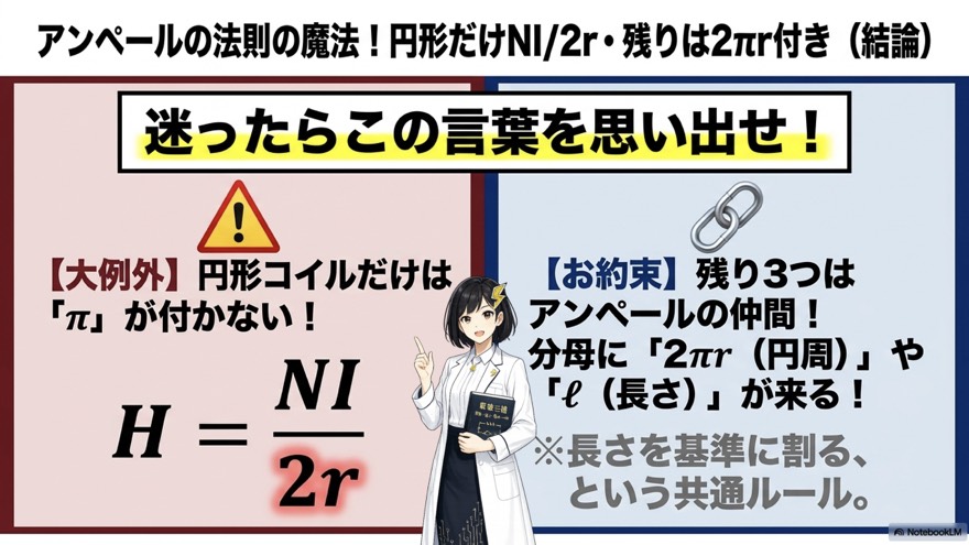 直線状導体の磁界の強さH=I/2πrの導き方(アンペールの法則・形状①)