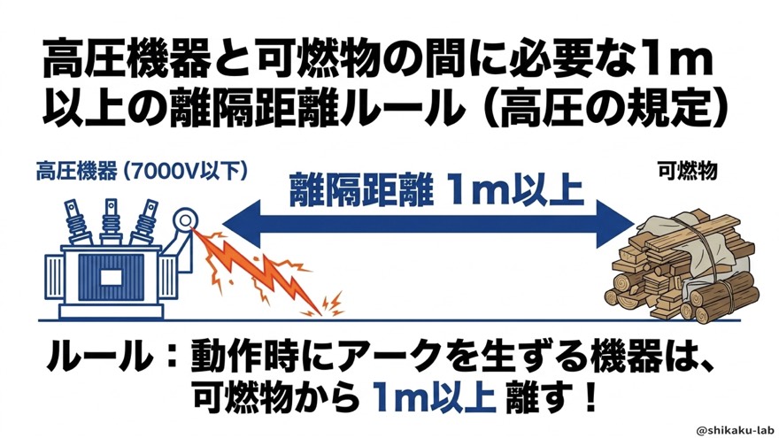 高圧機器の離隔距離1m以上の規定