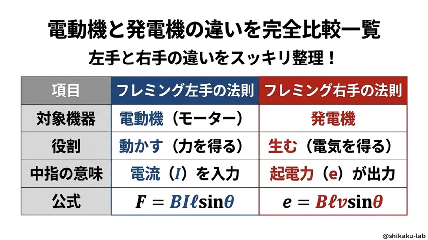 左手と右手の完全比較一覧(機器・役割・中指・公式)