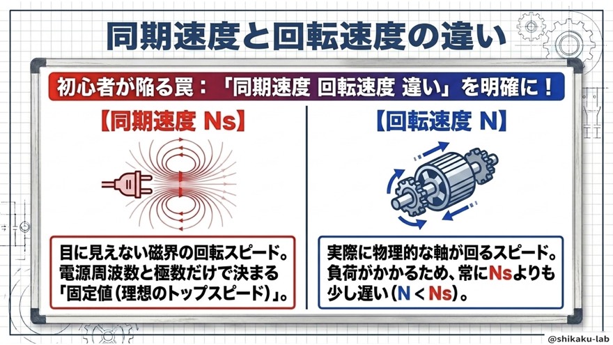 同期速度Nsと回転速度Nの違い【初心者の罠】