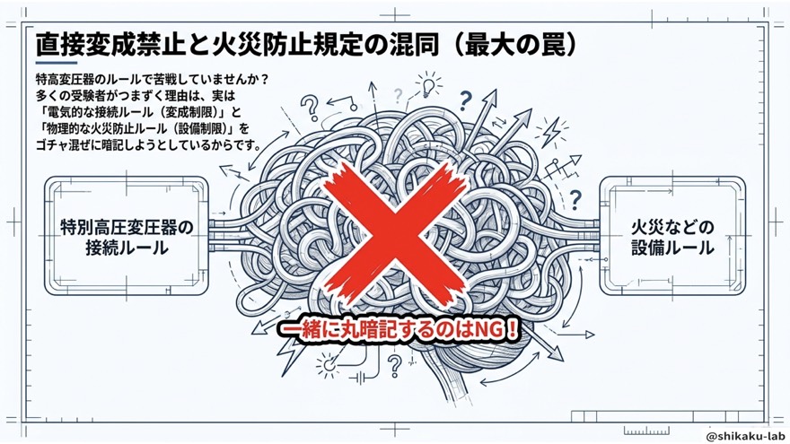 直接変成禁止と火災防止規定の混同(最大の罠)