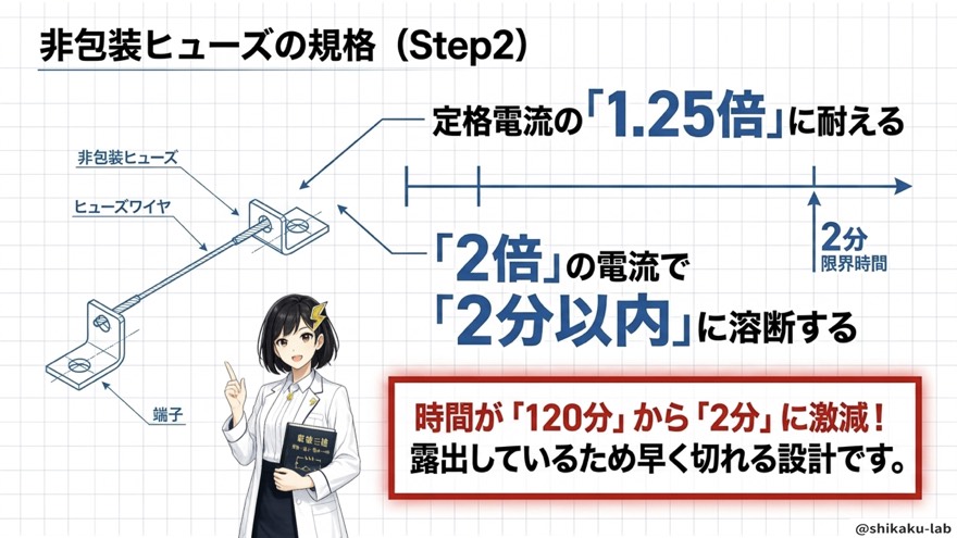 非包装ヒューズの規格1.25倍・2分(Step2)
