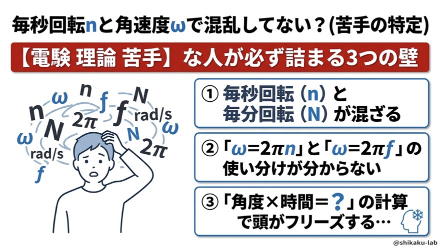 毎秒回転nと角速度ωの混乱(苦手の特定・3つの壁)