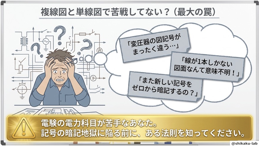 変圧器の図記号が違う(最大の罠)