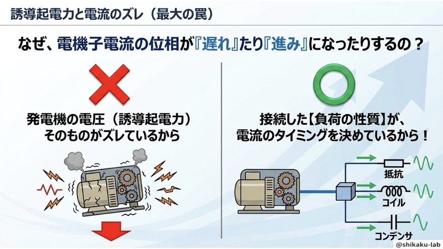 電流の位相がズレる理由(最大の罠)