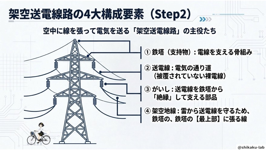 架空送電線路の4大構成要素(Step2)