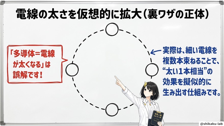 電線の太さを仮想的に拡大(裏ワザの正体)