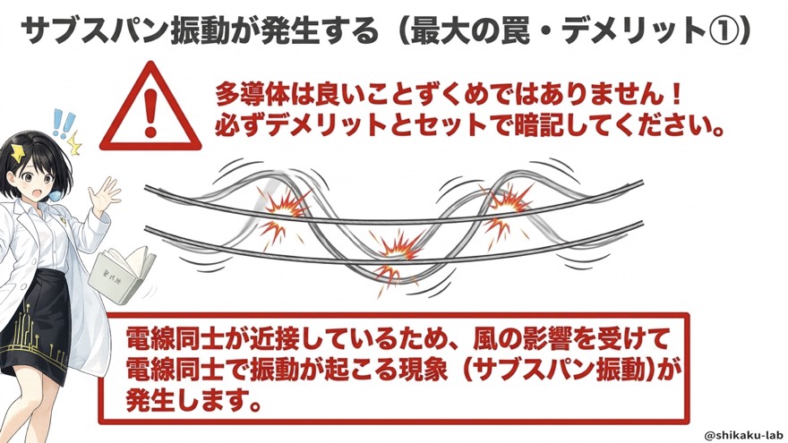 サブスパン振動が発生する(デメリット①)