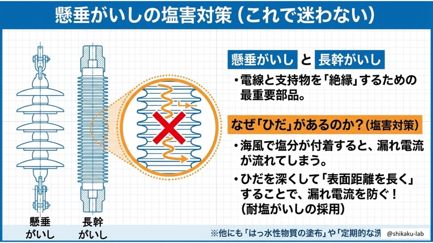 懸垂がいしのひだと塩害対策