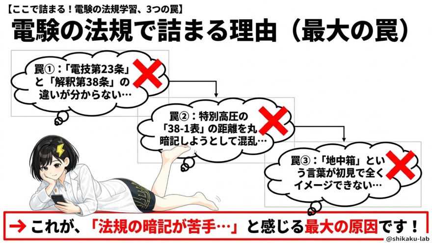 法規で詰まる3つの罠(条文混同・表の丸暗記・地中箱)