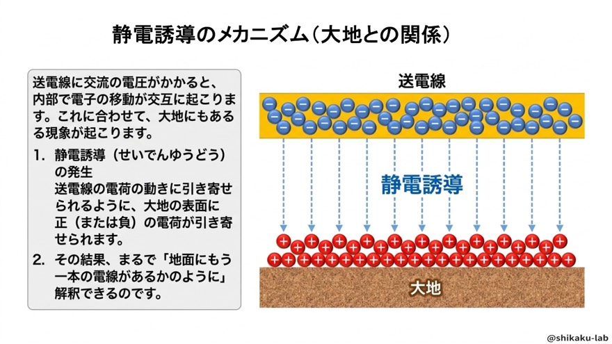 静電誘導のメカニズムと大地の役割