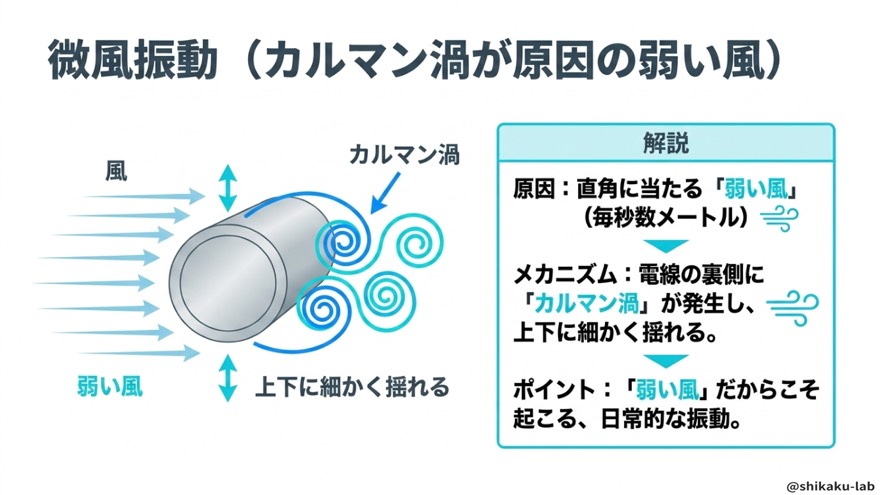 微風振動(カルマン渦が原因の弱い風)