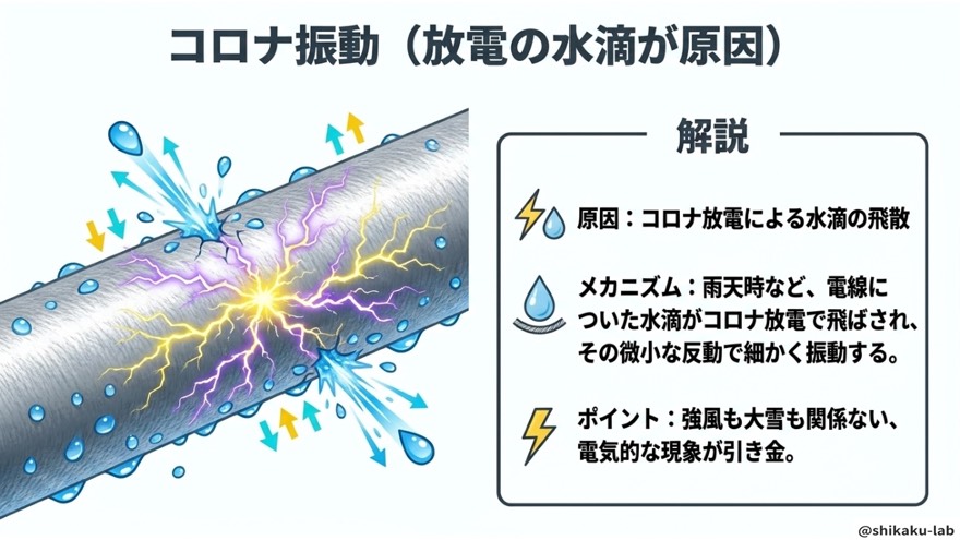 コロナ振動(放電の水滴が原因)