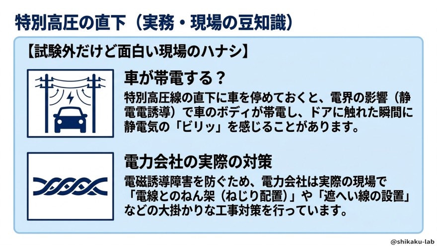 車の帯電とねん架・遮へい線(実務の豆知識)